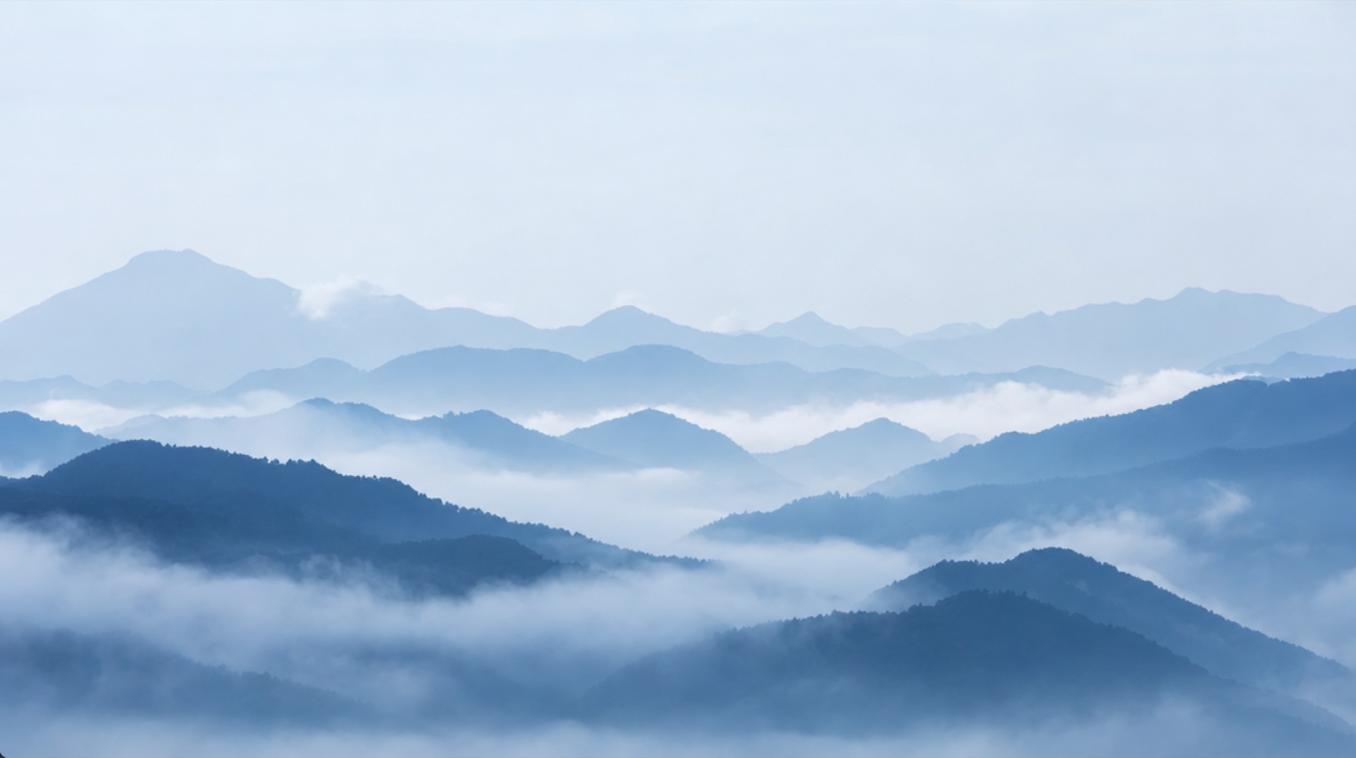 高知の山並みに立ちこめる朝霧